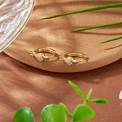 2Pcs Brass Micro Pave Cubic Zirconia Hoop Earring Findings&nbsp;KK-TA0003-42