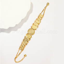 絶妙な中東スタイルの真鍮コインレディースリンクチェーンブレスレット  ゴールドカラー  7-1/2インチ（19cm）&nbsp;XX1389