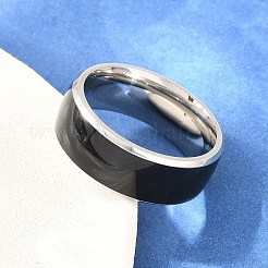 男性用304ステンレススチールエナメル指輪  ブラック  プラチナ  8.5mm  内径：21mm&nbsp;SA-CBA0CD2-03P