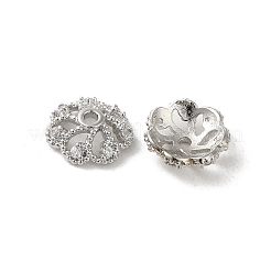 ラックメッキ真鍮ビーズキャップ  クリアキュービックジルコニア  長持ちメッキ  鉛フリー＆カドミウムフリー  花  プラチナ  8x8x3mm  穴：1.2mm&nbsp;KK-B088-02B-P