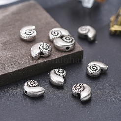チベット風合金ビーズ  海のテーマ  鉛フリー＆ニッケルフリー＆カドミウムフリー  シェル  タイスターリングシルバーメッキ  8x11x4.5mm  穴：1.5mm&nbsp;TIBEB-A004-004TAS-NR