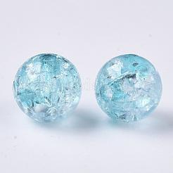 クリアクラックアクリルビーズ  ラウンド  ミディアムターコイズ  10mm  穴：2mm  943個/約500g&nbsp;CACR-N002-04