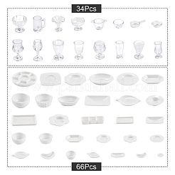 2セット DIY プラスチック ミニチュア食器 プレート 皿 セット  PVCプラスチックカップセット2セット  キッチンの子供のおもちゃ用  ミックスカラー  10~35x10~28x2~10mm&nbsp;AJEW-YW0001-44