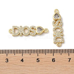 Rack Plating Brass Pave Clear Cubic Zirconia Connector Charms&nbsp;X-KK-K332-39G