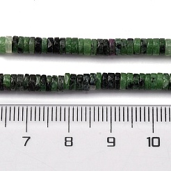 天然石ルビーインゾイサイトビーズ連売り  ディスク  ヒシビーズ  4x1~1.5mm  穴：0.8mm  約264個/連  15.43''（39.2センチメートル）&nbsp;G-R014-A01