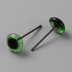 ガラス工芸ニードルフェルトの目  鉄のピン付き  人形作りアクセサリー  フラットラウンド  ライムグリーン  19~23x9mm  約1000足/袋&nbsp;DOLL-WH0002-16G