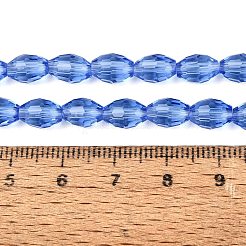 透明ガラスビーズ連売り  ライス  多面カット  コーンフラワーブルー  8~9x5~6mm  穴：0.9~1mm  約67~68個/連  22.83~23.62インチ（58~60cm）&nbsp;GLAA-N071-01A-A13