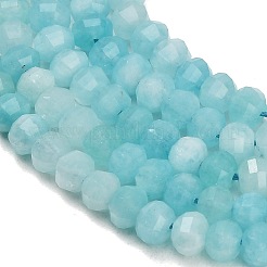 天然石ホワイトジェイドビーズ連売り  カボチャ  染め  多面カット  ライトシアン  4.5~5x6~6.5mm  穴：0.9mm  約77~78個/連  14.57''（37cm）〜14.76''（37.5cm）&nbsp;GG-CBA9106-03B
