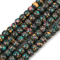 天然石瑪瑙ビーズ連売り  染め  バレル  8x6~6.5mm  穴：1mm  約57個/連  14.96''（38センチメートル）&nbsp;G-U030-D01-8mm