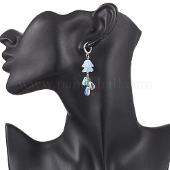 4 Pairs 4 Colors Stainless Steel Glass Flower with Teardrop Leverback Earrings&nbsp;EJEW-TA00704