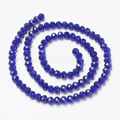 オペークソリッドカラーガラスビーズ連売り  多面カット  ロンデル  ブルー  3.5~3.8x3mm  穴：0.4mm  約105~110個/連  29~31cm&nbsp;EGLA-A034-P3mm-D07