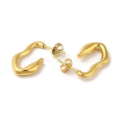 304ステンレススチール製ハーフフープスタッドピアス（女性用）  不規則な  ゴールドカラー  23.5x5mm&nbsp;EJEW-B054-20G