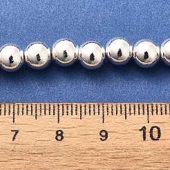 電気めっき合成磁性ヘマタイト ビーズ 連売り  グレードAAA  ラウンド  銀メッキ  6mm  穴：1mm  約66個/連  15.75インチ（40cm）&nbsp;G-L613-F01-01D