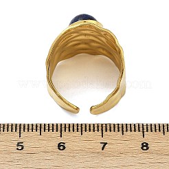 316ステンレススチールと天然混合宝石のカフリング  イオンプレーティング（ip）  18KGP本金メッキ  ハンダ付け  20mm  調整可能&nbsp;RJEW-Z098-01G-16