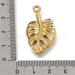 304ステンレスペンダント  エナメル  葉のチャーム  18KGP本金メッキ  イオンプレーティング（ip）  ミックスカラー  35x19x2mm  穴：2mm&nbsp;STAS-N108-92G