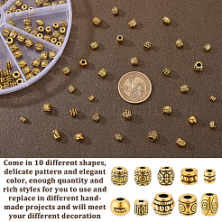 チベット風合金ビーズ  混合形  アンティーク黄金  4~8x4~7mm  穴：1.5~3.5mm  20個/スタイル&nbsp;TIBEB-GA0001-02AG