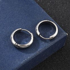 201 ステンレススチールフープピアス  304ステンレスピン付き  ステンレス鋼色  16x4mm&nbsp;EJEW-P304-15C-P