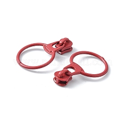 合金ジッパー  レジンプラー付き  ラウンド  カドミウムフリー＆鉛フリー  暗赤色  37mm  リング：31.5x23.5x1.5mm  ジッパープラー：10.5x9x7.5mm&nbsp;PALLOY-WH0079-16O-RS