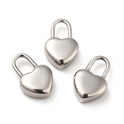 変色しない304ステンレススチールペンダント  ハート南京錠  ステンレス鋼色  18.5x12x6mm  穴：7.5x4.5mm&nbsp;STAS-H172-08P