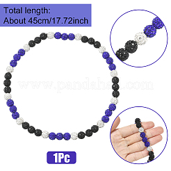 ポリマークレイラインストーンラウンドビーズストレッチネックレス1個  カプリブルー  17.72インチ（45cm）&nbsp;NJEW-SP0001-14K