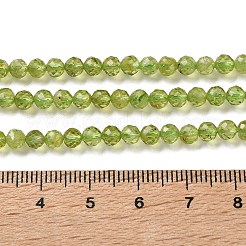 天然石ペリドットビーズ連売り  多面カット  ラウンド  グレードA  4~4.5mm  穴：0.7mm  約98個/連  15.43''（39.2センチメートル）&nbsp;G-Z150-A01-4mm