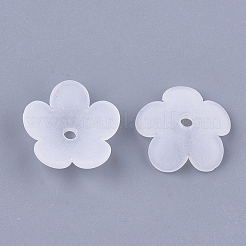 5枚の花弁透明アクリルビーズキャップ  艶消し  花  透明  17x18x5mm  穴：2mm&nbsp;FACR-T001-12