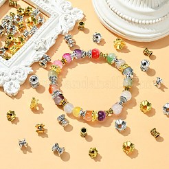 60個6スタイルの合金ビーズキャップ  チベットスタイル  花  アンティークシルバー＆アンティーク金色  5.5~9.5x5~7.5mm  穴：1.6~2.3mm  10個/スタイル&nbsp;FIND-CJ0001-36