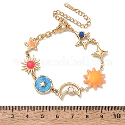304 Stainless Steel Enamel Colorful Star Sun Moon Link Chain Bracelets for Women&nbsp;SA-CBA7107-06G
