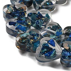 天然の染色されたインペリアルジャスパーと樹脂ビーズの連売り  ハート  藤紫色  14x16x5mm  穴：1.2mm  約13個/連  6.81インチ（17.3cm）&nbsp;G-G083-B07-01