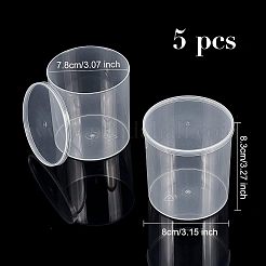 クリアプラスチックビーズ収納ケース  ヒンジ付き蓋付き  コラム  透明  8x8.3cm&nbsp;CON-WH0073-68
