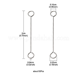 316サージカルステンレススチール製アイピン  ピアノ線9ピン  ステンレス鋼色  26ゲージ  20x2.5x0.4mm  穴：1.6mm&nbsp;STAS-YW0001-41B-P