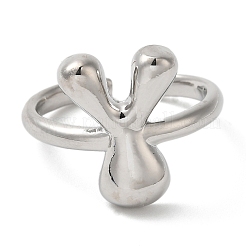 Initials Brass Open Cuff Ring for Women&nbsp;RJEW-N046-02Y-P