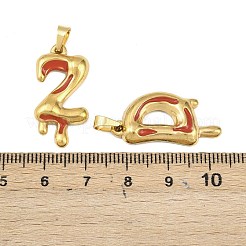 304ステンレススチールエナメルペンダント  26文字  ゴールドカラー  26.5~27.5x5.5~17x2.8~3.3mm  穴：4.5x3mm&nbsp;STAS-Z174-01G