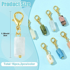 16Pcs 8 Colors Natural Gemstone Pendant Decorations&nbsp;HJEW-YW00209