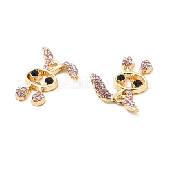 合金ラインストーンペンダント  ウサギのチャーム  ライトゴールド  ライトローズ  21x17x4mm  穴：1.6mm&nbsp;ALRI-K048-05A