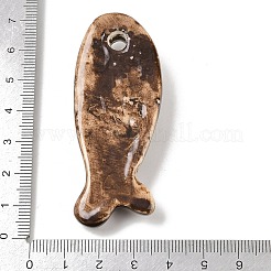 手作りの磁器の大きなペンダント  ファンシーアンティーク施釉磁器  魚  67x26x11mm  穴：5mm&nbsp;PORC-Z003-01B