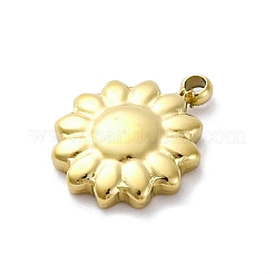 304ステンレススチールチャーム  PVD真空メッキ  花のチャーム  18KGP本金メッキ  10.5x8.5x2.5mm  穴：1mm&nbsp;STAS-S163-08A-G