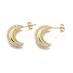 Brass Micro Pave Clear Cubic Zirconia Stud Earrings for Women&nbsp;EJEW-U056-03G