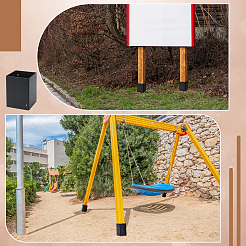 鉄製の郵便受け柱プロテクター  ブラック  127x88x88mm&nbsp;DIY-WH0899-871