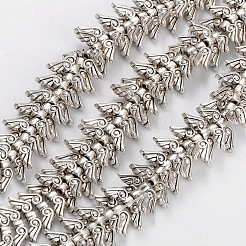 翼チベット風合金ビーズ連売り  無鉛の  アンティークシルバー  5x15x3mm  穴：2mm  1個/連について  48インチ&nbsp;TIBEB-D039-03AS-LF