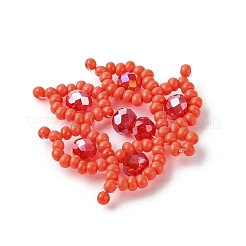 ガラスシードビーズの葉のペンダント  電気メッキガラスビーズ  トマト  29.5x29.5x4.5mm  穴：1.2mm&nbsp;PALLOY-MZ00527-01