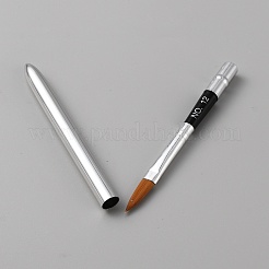 ネイルアート用品ブラシペン  アルミニウムハンドルとナイロンヘッド付き  銀  18x0.9cm  ヘッド：7x3.5mm&nbsp;MRMJ-WH0075-93C