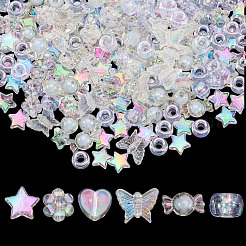 1640個6スタイルアクリルビーズ  混合図形  クリアAB  7.5~10x8~17x3~8.5mm  穴：1.5~4mm&nbsp;TACR-CA0001-32