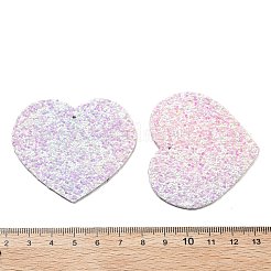 PUレザービッグペンダント  スパンコール  バレンタインデーコレクション  ハート  ライラック  50x56.5x2mm  穴：1.6mm&nbsp;FIND-R050-01J
