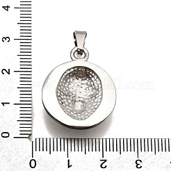 304ステンレスペンダント  ラインストーン付き  フラットラウンドとライオン  ステンレス鋼色  26.5x21x8mm  穴：3x7mm&nbsp;STAS-B086-02P