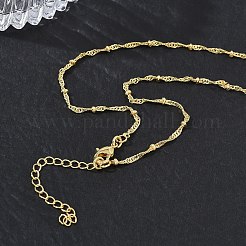 女性用 2.5mm 真鍮サテライトチェーンネックレス  長持ちメッキ  18KGP本金メッキ  15.94インチ（40.5cm）&nbsp;KK-CBA4FD4-16G