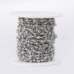 変色しにくい304ステンレススチール製リンクバーチェーン  ハンダ付け  スプールで  ボール  ステンレス鋼色  8x3.5x3mm  約32.8フィート（10m）/ロール&nbsp;CHS-H009-15P