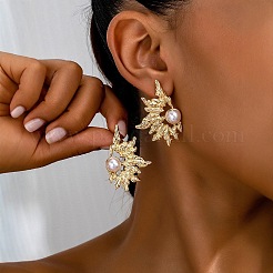 Alloy & Imitation Pearl Stud Earrings&nbsp;FS-WG8A1F6-01
