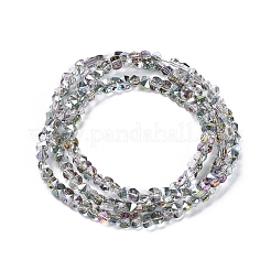 電気メッキガラスビーズセット  多面カット  角丸長方形  半分メッキ  メッキグリーン  3x4.5x3.5mm  穴：0.8mm  約149個/連  17.32インチ（44cm）&nbsp;EGLA-L021-HP02