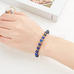 天然石ラピスラズリビーズ連売り  染め  ラウンド  6mm  穴：1mm  約58個/連  15''（38.1センチメートル）&nbsp;G-OC0001-77